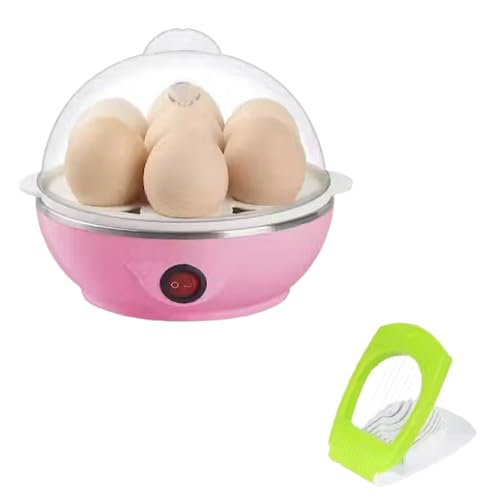 Electric Egg Boiler with Automatic Off, 7 Egg Capacity, Poacher for Steaming, Cooking, Boiling and Frying with Egg Cutter, Multicoloured, Pack of 2-image-7