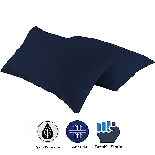 Image of Microfiber Pillow Set of 2 for Sleeping - 16x24 Inches, Navy Blue