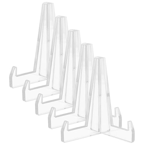 FUNOMOCYA 5Pcs Acrylic Plate Display Stands for Dinnerware Multi Functional Dish Holders Transparent Storage Racks for Cups Saucers and Plates Kitchen Dining