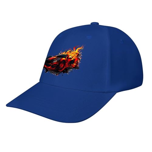 Fire Sports Car Baseball Cap Dad Hat Adjustable Size Trucker Caps for Outdoor Activities All Seasons Navy-style