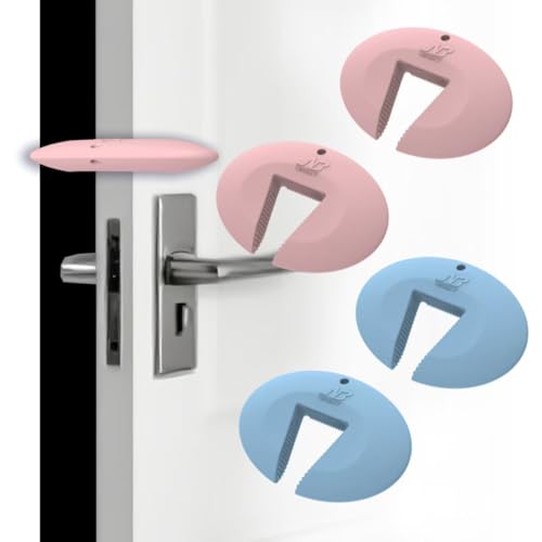 Image of Neobay Door Pinch Guard and Door Slam Stopper, Durable Silicone Door Finger Pinch Guard, Prevents Slamming on Even Heavy Doors, Non-Toxic & Pet Friendly, 4 Packs (2 Pink 2 Blue)