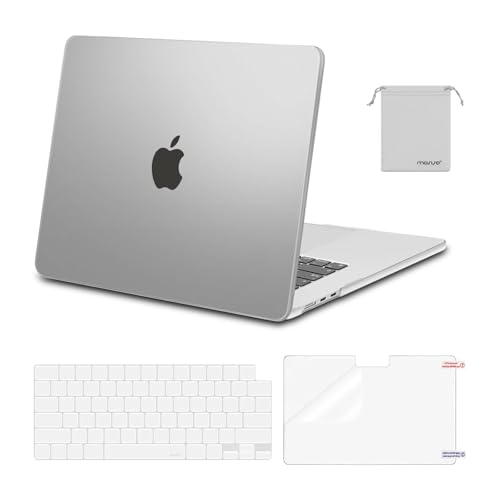 Image of MOSISO Compatible with MacBook Air 15 inch Case M4 M3 M2 2025 2024 2023 Release A3241 A3114 A2941 with Touch ID, Plastic Hard Shell Case&Keyboard Cover&Screen Protector&Storage Bag, Translucent