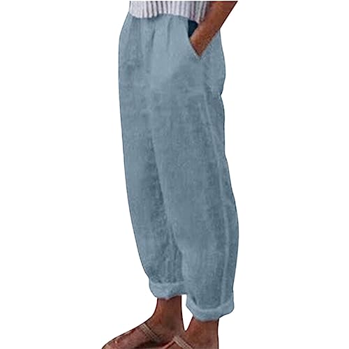 Pantalon d'été pour femme paperbag fluide et léger en coton casual
