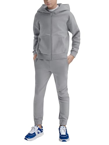 Image of Haloumoning Boys Sweatsuits Kids Active Zip Hoodie Sweatershirt and Jogger Sweatpants 5-14 Years