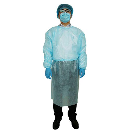 AAMI Level 3 Disposable Non-Surgical Isolation Gown, SPP+PE coating, 45g, Full Coverage, Elastic Cuff, Color Random.100pcs/carton(10 Pack10 Each)