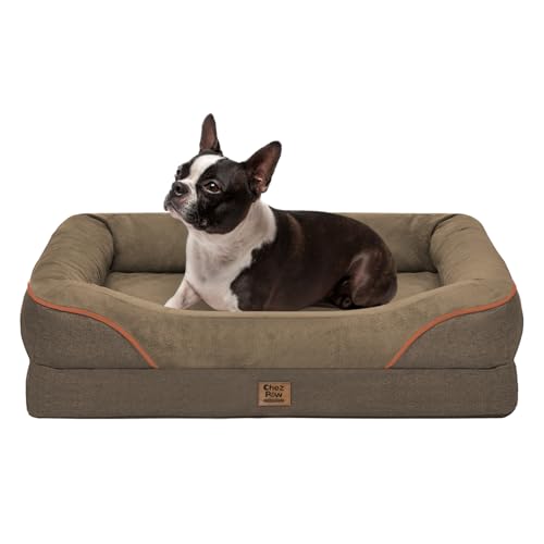 Image of Chez Paw Orthopedic Waterproof Dog Bed for Medium and Large Dogs | Egg Crate Foam, 4-Sided Bolster Support, Waterproof Liner, Non-Slip Bottom, Removable Bolster Cover, 36 x 27 Inch