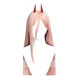 悪魔の角+ウィッグ ロング ストレート コスプレウィッグ 耐熱 変装用 コスチューム用小物 専用ネットと櫛付 ハロウィン お祭り 文化祭