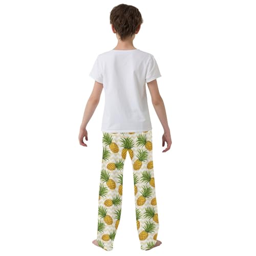 Pineapple Chevron Boys Long Pants Soft Trousers Elastic Waist Kids Lounge Bottoms with Pockets S-XL3