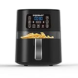 【Funcional】La freidora es totalmente libre de BPA, la cesta es extraíble con mango de toque frío y se limpia fácilmente, además dispone de patas antideslizantes y función precalentar que gracias a sus 1600W de potencia realizará el calentamiento rápidamente evitando esperas y ahorrando en su consumo eléctrico.
