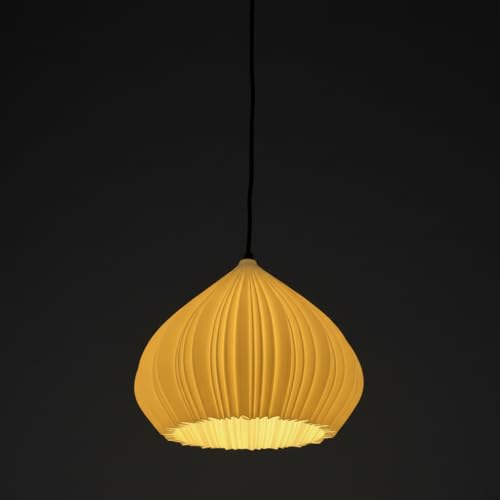 Image of Pendant Lamp 3D Printed for Home Decoration | Hanging Ceiling Light for Bedroom, Living Room, Dining Space | Stylish Modern Lamp for Ambient Lighting and Interior Design (AmberPod)