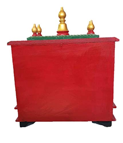 GLOBAL TECH Wooden Pooja Temple/mandir with Magnetic Door for Home & Office size-18x9x22 inch (Red & Green) - Image 7