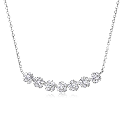 Pendentif moissanite flower D Lab pour femme, collier diamant tendance