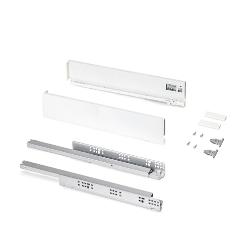 Emuca – Lådsats för kök eller badrum, höjd 93 mm, djup 500 mm, 30 kg, mjukstängning, brädor ingår inte, stål, vit