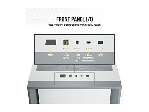 Corsair 4000D Tempered Glass Mid-Tower ATX Case (Solid Steel Front Panel, Tempered Glass Side Panel, RapidRoute Cable Management System, Spacious Interior, Two Included 120 mm Fans) White - Image 3