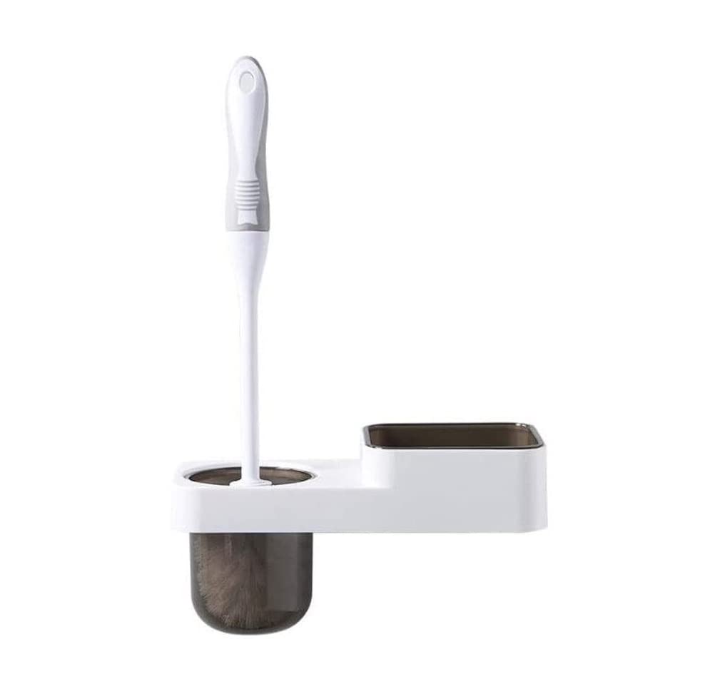 Cepillo de Limpieza Escobilla Y Soporte para Inodoro Montado En La Pared Juego De Escobillas para Inodoro WC Cepillo para Inodoro Depurador De Plástico Cepillo de Baño(Black)