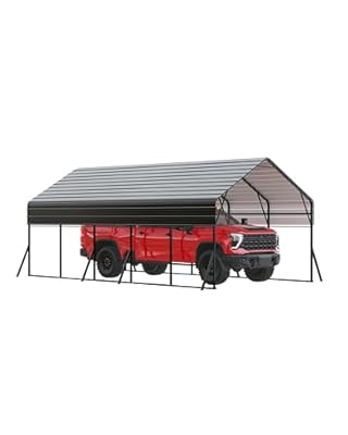 GarveeLife 13x26 FT Heavy Duty Metal Carport Kit with Reinforced Frame & Anchor Bolts, for RV, Truck, Boat, Tractor Shelter, 100MPH Wind/35PSF Snow Rating, Easy Assembly
