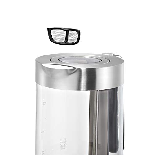 WMF Lono Wasserkocher Glas 1,7 Liter, Glaswasserkocher mit Kalkfilter, kabellos, 3000 Watt, edelstahl matt 6