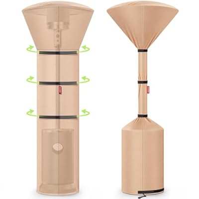 QH.HOME 2025 Upgrade Heavy Duty Tear Resistant Patio Heater Covers,with Tough YKK Zipper and Multiple Windproof Design,Suitable for all kinds of Severe Weather,89"H x 33"D x 19"B,Camel