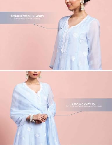 Image of Amazon Brand - Myx Women Kalidar Embroidered Kurta Set (Available in Plus Sizes)