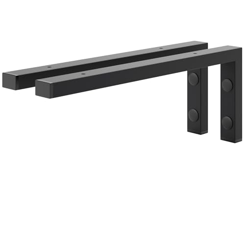 HOLZBRINK Escuadras para estanterías 40x15 cm HLA-B (2 uds.) | Escuadras metalicas para encimera de lavabo baño, soportes estanterías | Color: Negro