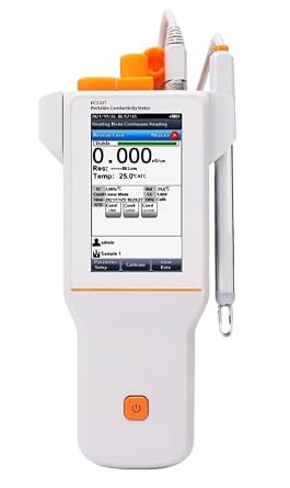 Digital Touch Screen LCD Conductivity Meter EC310T, Conductivity 0.000S/cm1000mS/cm, Resistivity 5.00cm20.00Mcm, TDS 0.00mg/L300g/L, Salinity 0.008.00%