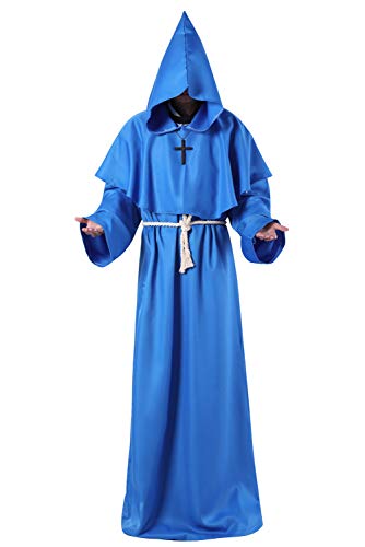 Costume da Prete Medievale Halloween Cappone con Mantello Frate Accappatoio Sacerdote Rinascimento Monaco Cosplay Sacerdote per Halloween Carnevale