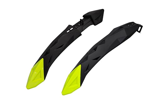 Image of Shrenik Cycle Mudguard Diamond Design Compatible 24 & 26 Inch Bicycle Fender Clip-on Front & Rear Set with Metal Caliper Fittings in Multicolor (Black-Green)