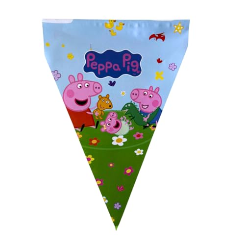 BeenSmile, Decoração de aniversário Peppa Pig, bandeiras decorativas para festas, artigos de decoração de Peppa, George e Evie Pig, comemoração e aniversário, 9 bandeirins, 3 m