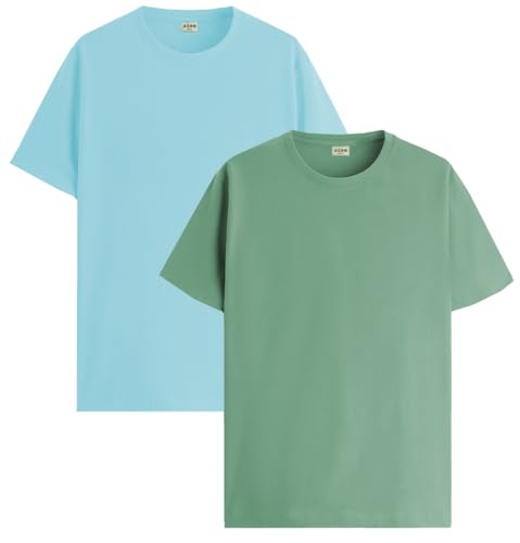Image of ADRO Men's Cotton Regular Fit Combo Plain Solid T-Shirt Pack of 2