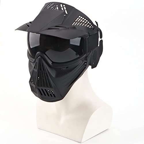 NINAT Airsoft Mask Tactical Masks Full Face with Greylens Lens Goggles Eye Protection for Halloween CS Survival Games Shooting Cosplay Mask Black