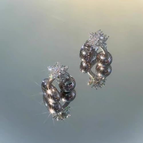 Rhinestone for Clip on Earbuds Open Ear, Elegant Zirconia Decorative Earphone Accessories, Removable Exquisite DIY Decoration Rotating Snowflake Style4