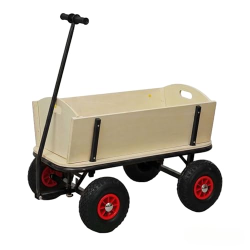 Profi Bollerwagen 150 kg Traglast Klappbarer Handwagen mit abnehmbaren Seitenwänden 10-Zoll-Luftreifen Stabiler Stahlrahmen und Holz ideal für Picknick Camping Garten & Outdoor-Aktivitäten