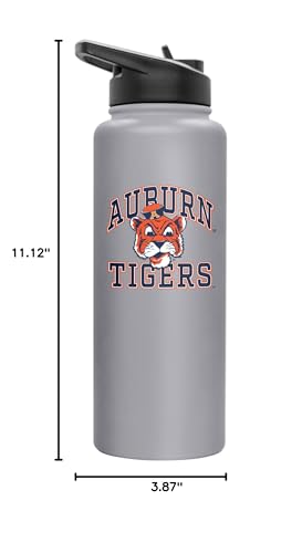 Image of Logo Brands NCAA Auburn Tigers Athletic 34 oz Stainless Steel Quencher Bottle - Double-Wall Insulated, No-Spill Lid, Easy Carry Handle - Keeps Drinks Cold For Hours