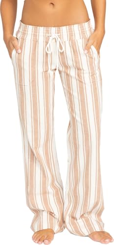 Roxy - Womens Oceanside Yd Pants, Color Camel Sandy Stripe, Size: Medium