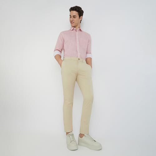 Image of Colorplus Nuvo Fit Cotton Nylon Blend Solid Piece Dyed Pattern Flat Front Casual Trouser