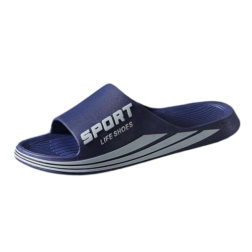 2026 Zapatillas de Hombre Cómodas Verano Exterior Interior Baño Slip Playa Pareja Unisex Slides Sandalias Casual Zapatillas Hombre 45 Cerrado, azul oscuro, 43 EU