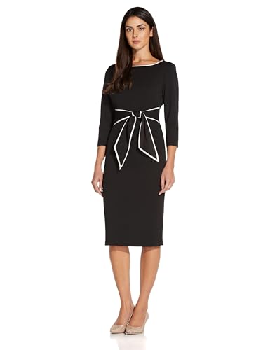 Adrianna Papell Womens Tipped Crepe Tie Dress4