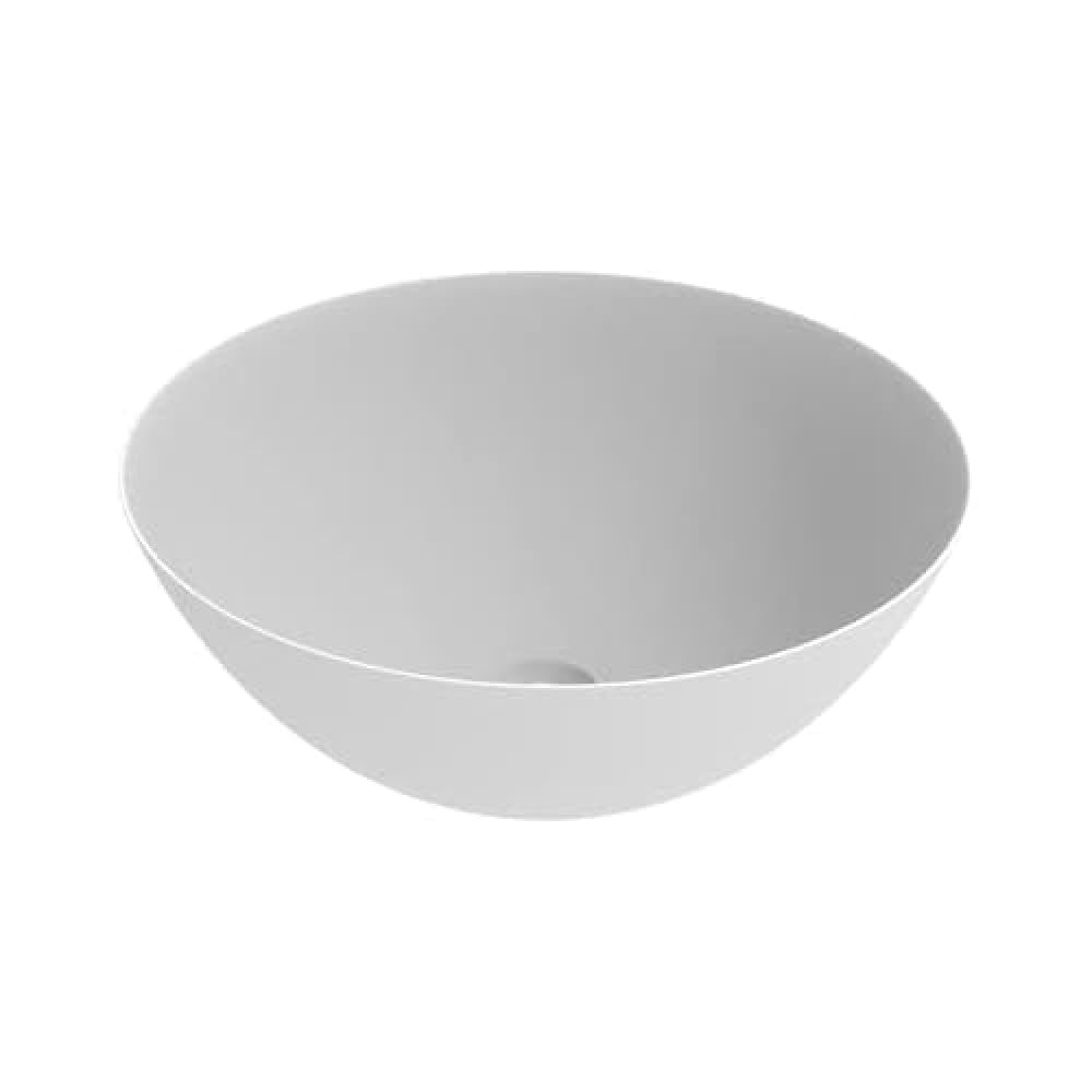 ERCOS Lavabo D'appoggio Circolare In Ceramica, Lavabo Bagno Colore Bianco Opaco , Senza Troppopieno, Dimensioni 416x155 mm