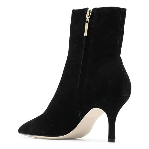 FOWT Women Closed Pointed Toe Ankle Boots Side Zipper Mid Kitten Heels Solid Short Booties Elegant Party Bridal Work Shoes Size 4-16 US3