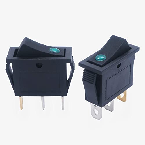 Mxuteuk 8Pcs 12V Illuminated Rocker Switch Toggle Power Spst On-Off Switch Snap-In 3 Pin 2 Position Red Yellow Green Blue Led Light, Use For Car Auto Boat Appliances Control Kcd3-102N-4C-My #TOP4