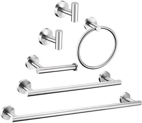 6 Pieces Brushed Nickel Bathroom Hardware Accessories Set Hand To...