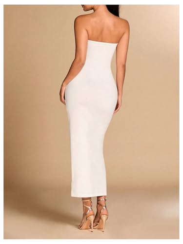Image of Milumia Women's Metal Cut Out Strapless Tube Top Dress Bodycon Maxi Dresses Party Cocktail