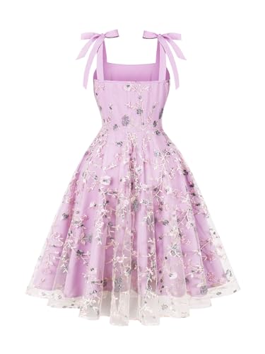Image of Women's Tie Strap Tulle Prom Dresses Sweetheart Flower Embroidery Dress Short Formal Party Mini Homecoming Dresses