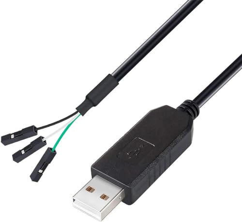 DTech FTDI Adaptateur série USB vers TTL 3,3 V Câble de débogage TX RX Signal 3 broches femelle FT232RL Puce pour Windows 10 8 7 Linux Mac OS (1 m, noir)