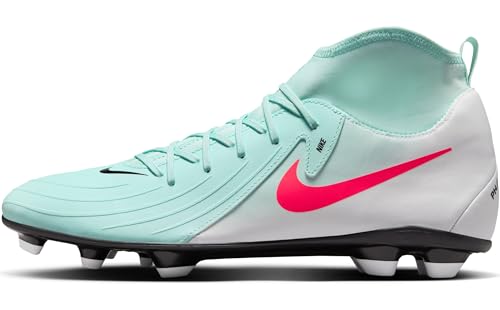 Nike Phantom Luna 2 Club MG High-Top Soccer Cleats (FJ2558-300, Mint/Off Noir/Atomic Red) Size 11