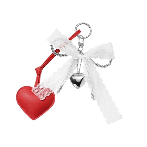 Zxfdsfdbnm Porte-clés en corde tressée avec croix et nœud en forme de cœur - Accessoire tendance pour sac à main - Accessoires de sac à main, Rouge