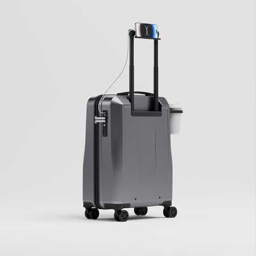 Image of Carry-On (55cm) Cabin Trolley Bag & Free Backpack, Phone Stand, Combination Lock, Charging Slots, Cup Holder, 8 Smooth Wheels, Polycarbonate Hard-Shell (T3, Alloy)
