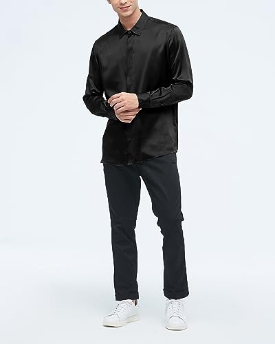 LilySilk Silk Mens Shirt Versatile 100% Charmeuse Silk Button Down Shirt Long Sleeves All Season for Formal Casual4