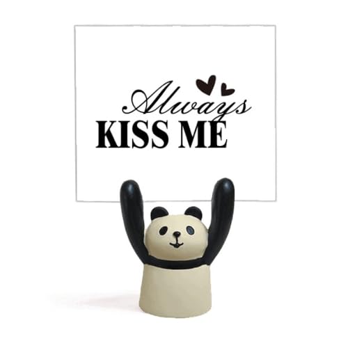 Porte-mémo panda Art déco avec citation Always Kiss Me en bois
