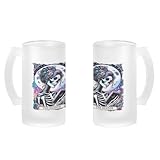 MERCHANDMANIA Jarra cerveza cristal carta tarot graciosa meme lector libros biblioteca esmerilada esmerilado 500ml